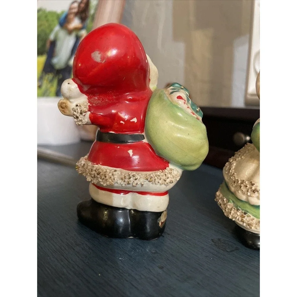 Lefton Mr & Mrs Claus Salt & Pepper Shakers‎ Stamped Geo Z Lefton 1957 Signed